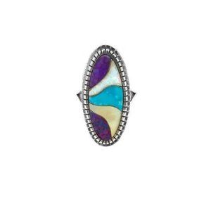 New. Size 8 Sterling Silver Ring. Turquoise, Opal. Women's Southwest Style